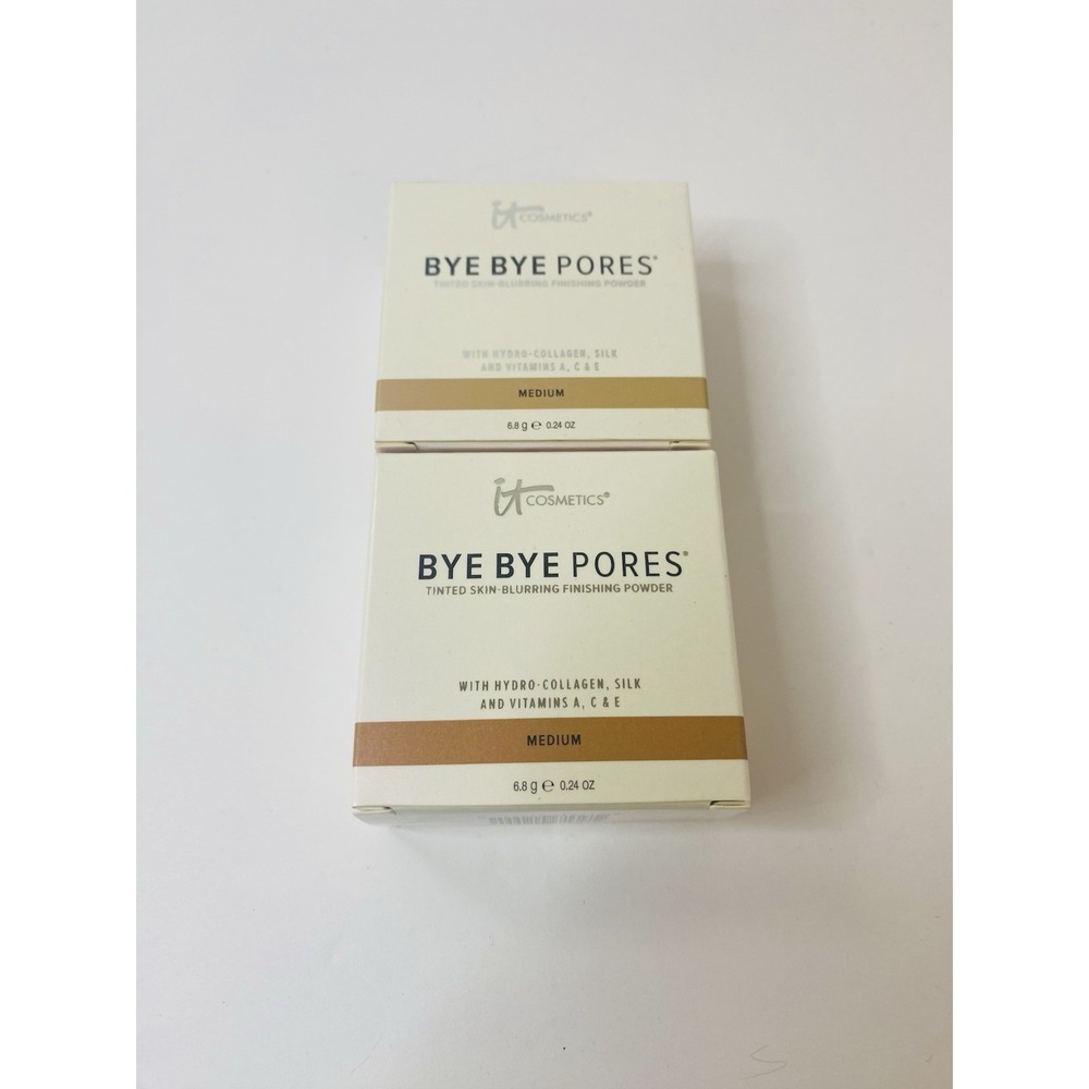 It Cosmetics Bye Bye Pores Finishing Powder Medium Tinted Skin-Blurring Lot 2